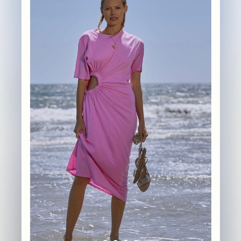 Anthropologie Stateside Women's XS Pink Cutout Maxi T-Shirt Dress Pink Boho USA